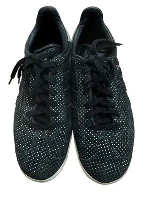 Adidas Gazelle Core Black suede Silver Metallic polka dots shoe sneakers 6.5 38 thumbnail 6