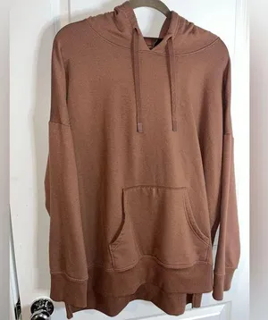 Athletic Works Lined Brown Hoodie Spandex Comfy Drawstring Pocket Unisex Sz XXXL thumbnail 1