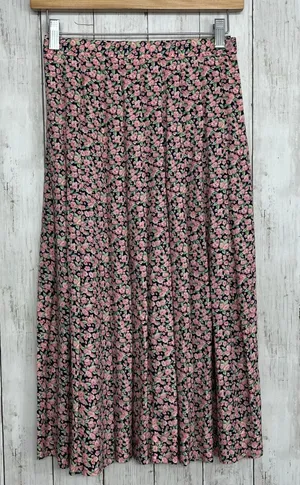 Susan Bristol Components Vintage Pleated Floral Skirt Rayon USA 8 Cottagecore Prairie Pink thumbnail 1