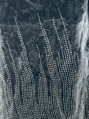 Black Rhinestone-Trim Midi Slip Dress with Spaghetti Straps-Size 12 thumbnail 3