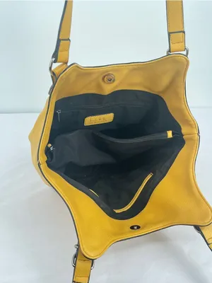 Nicole Miller New York Mustard Sun Yellow Pebbled Hobo Shoulder Tote Bag thumbnail 3