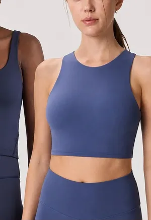 Quince NWOT 2 Pc. Bundle Ultra Form Cropped Tanks Deep Navy and Storm Blue Small thumbnail 1