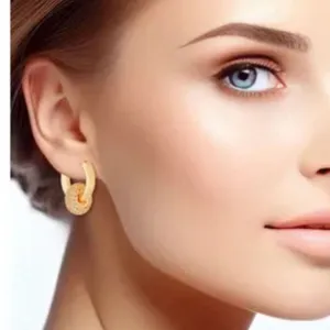 NWT 14K GP “Do everything in Love” CZ ring hoop earrings thumbnail 2