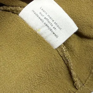 Madewell Womens Central Shirt Short Sleeve V-Neck Button Back Olive‎ Green Small thumbnail 6