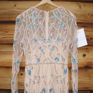 MAC DUGGAL 93772 Cream Floral Embellished Long Sleeve Gown Dress Size 4 thumbnail 11