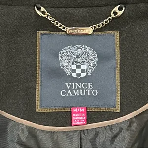 Vince Camuto Dark Olive Green Double Breasted Wool Blend Peacoat Coat Sz Medium thumbnail 2