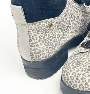 OTBT Lakewood Leather Animal Print Side Zipper Lace Up Faux Fur Lined Boots 8 thumbnail 8