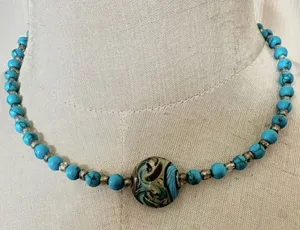 Blue beaded necklace Blue thumbnail 1