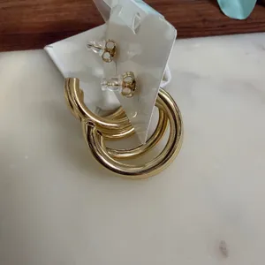 14 Gold Plated XP Womens Triple Layer Chunky Hoop Earrings‎ thumbnail 5