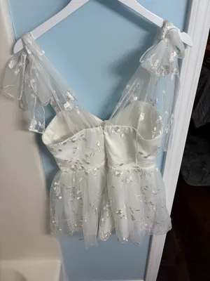 Lulus Tie Strap White Romper  thumbnail 5