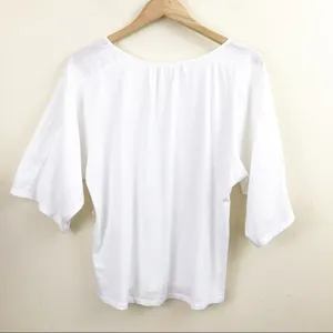 Nordstrom White Cotton Flowy Lightweight Embroidered Boho Peasant Top S new thumbnail 7