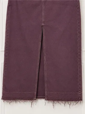 BDG Wine-Toned Maxi Denim Skirt with Front Slit thumbnail 5