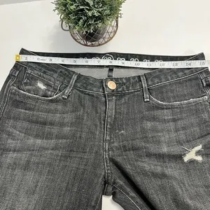 Earnest Sewn Harlan Crop Distressed Slim Straight Jeans Black Size‎ 28 thumbnail 6