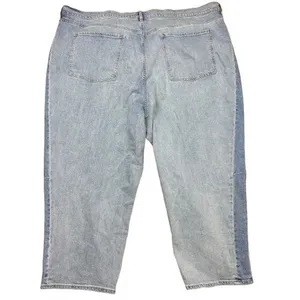 NWT Old Navy High Rise Barrel Leg Jeans Two Tone Blue‎ Denim Retro Plus Size 28 thumbnail 4