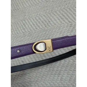 Playboy Unisex Thin Purple Leather Gold Toned Buckle Belt Iconic Bunny Logo 38" thumbnail 2