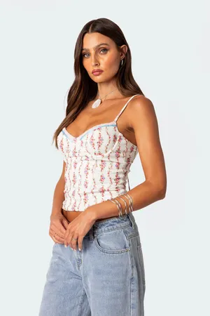 Edikted Indira Print Cupped Lace-Up Corset thumbnail 2