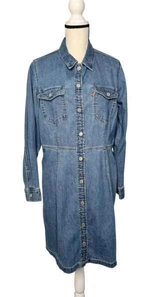 Levi's Women's Otto Western Denim Shirt Dress Size XL thumbnail 1