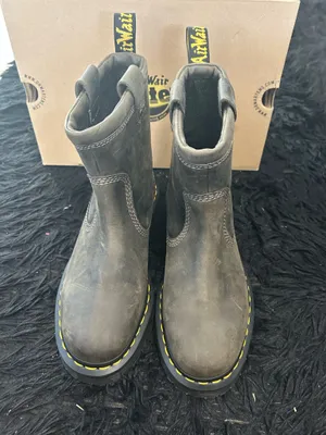 DR MARTENS Anistone LO charcoal leather boots booties shoes women’s new thumbnail 6