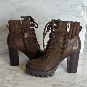 Antonio Melani - Penn Leather And Fabric Lug Sole Booties lace up platform 6M thumbnail 10