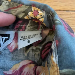 KRAZY KAT vintage retro blue‎ floral women's button down size small 100% cotton thumbnail 3