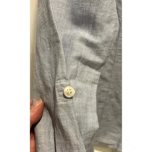 H&M Women Blue White Striped Linen‎ Cotton Button Down Roll Tab Shirt Size 14 thumbnail 6