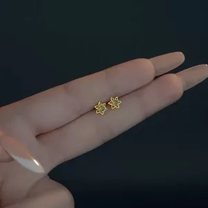 5mm Small Tiny Star Stud Earrings for Women Gold thumbnail 2