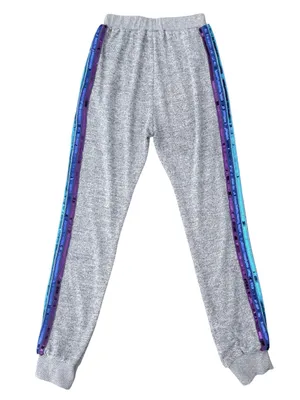 Lola And The Boys Heather Grey Rainbow Sequins Crew Neck Joggers Knit Set Small thumbnail 10