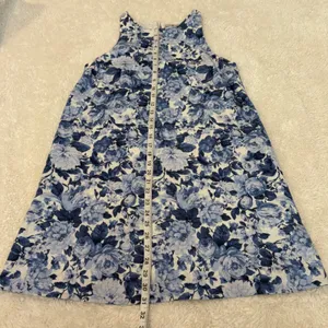 Abercrombie & Fitch Women Blue Floral Linen Sleeveless Mini Dress Boho Resort XS thumbnail 3