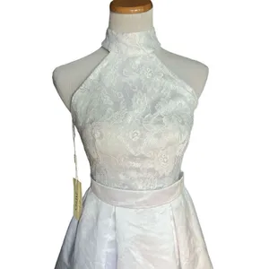 NWT Womens Jaeden Semi Formal Lace Mixed Media Wedding High Neck Dress - Sz S thumbnail 3
