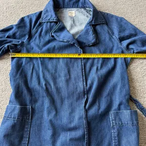 Gap 1969 Womens Medium Wash Denim Trench Coat Belted Frayed Hem Size M Y2K thumbnail 7