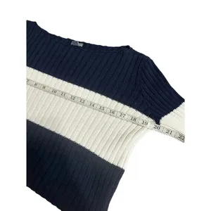 Aerie Cropped Sweater Size Small Striped Navy White Nautical Cotton thumbnail 6