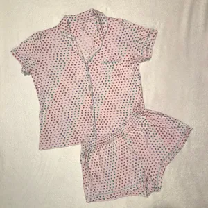Roller Rabbit Lilac Disco Heart Polo Pajama Short Sleeve Shirt and Shorts Set size XS thumbnail 2