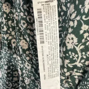 Zara Floral Green‎ Gathered Midi Dress V-Neck Puff Sleeve Cottagecore Prairie XS thumbnail 11