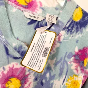 Mayfair Medium Pajama Set Floral Fleece Blue Pink Watercolor‎ Vivid NWT Gift 515 thumbnail 6