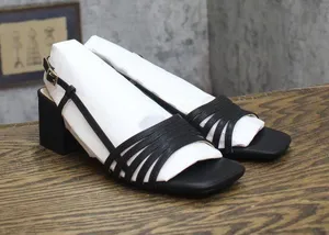 Journee Collection Strappy Slingback Block Heel Sandals SHAYANA Black 7.5 thumbnail 1