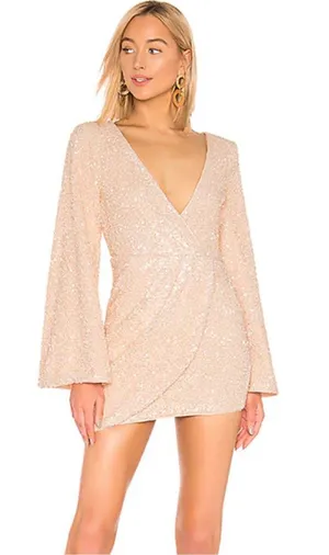 Michael Costello X Revolve Valerie Sequin Long Sleeve Dress Small thumbnail 1