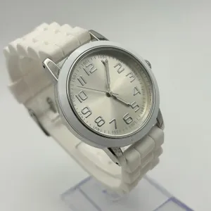 Women’s Silver-tone Stainless Steel Watch White Silicon Band, working thumbnail 3