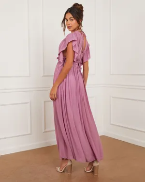 VICI Mauve Purple Button Front Cinched Waist Maxi Dress thumbnail 7
