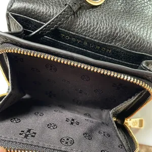 New condition Tory Burch black leather turn lock mini wallet thumbnail 6