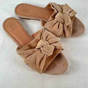 Tory Burch Annabelle‎ Bow Suede Slide Sandal in Tan Size 6.5 thumbnail 3