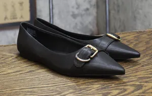A New Day Womens Valentina Pointed Toe Buckle Ballet Flats 94462479 Black 7M thumbnail 1
