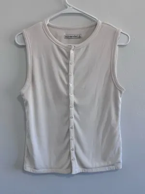 Abercrombie and Fitch Ribbed Button Up Tanktop Small thumbnail 1