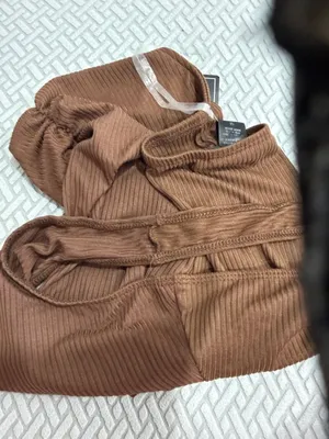 Just Polly Womans Sz Medium Brown Beaded Ribbed Thong Bodysuit Top Retro New thumbnail 11