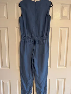 J.Crew Women’s Size 4 Blue Sleeveless V-Neck Jumpsuit thumbnail 6