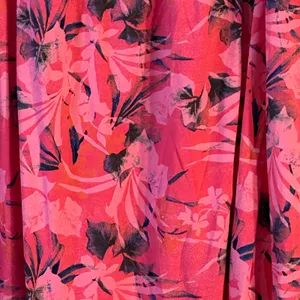 Fresh Produce Pink Floral Tropical Midi Dress XL Smocked Back 21937 Made in‎ USA thumbnail 4