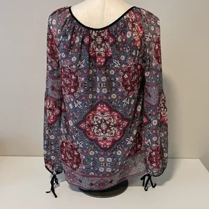 White House Black Market floral blouse sz 6 thumbnail 4