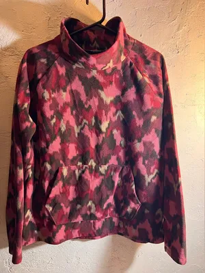 Eddie Bauer Wine Pink Fleece Pullover Turtleneck LG loose fit thumbnail 1