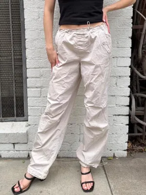 ZARA SO goods for life cream jogger cargo pants sz M thumbnail 2