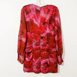 RUNAWAY THE LABEL LITSA DRESS PINK Rose Mini Long Sleeve Floral Size Large L thumbnail 7