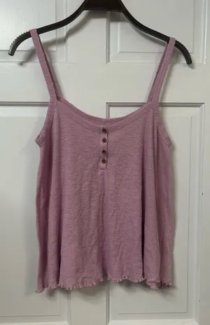 American Eagle Outfitters Mauve Ribbed Cami with Button Placket thumbnail 1